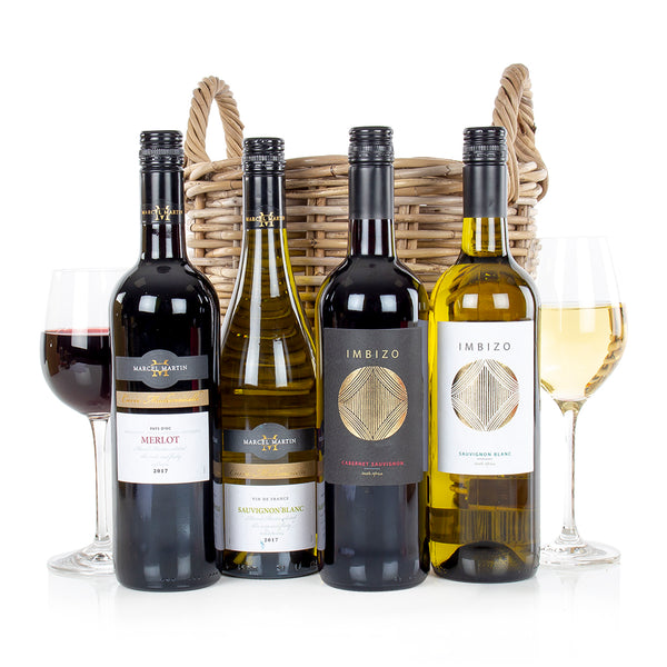 Four Wines in a Wicker Basket  -    UK DELIVERY ONLY