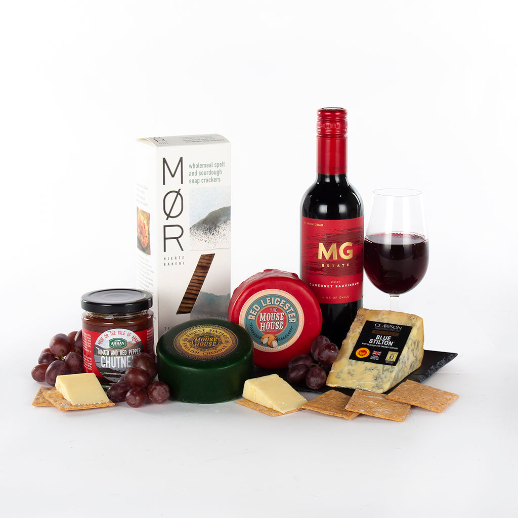 Wine, Gourmet Cheese on a Slate Serving Tray - UK DELIVERY ONLY