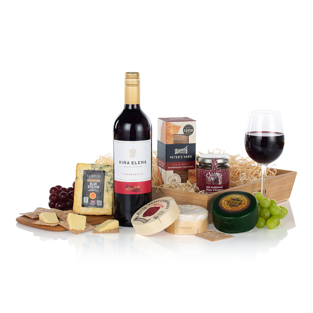 Wine and Gourmet Cheese Basket - UK DELIVERY ONLY