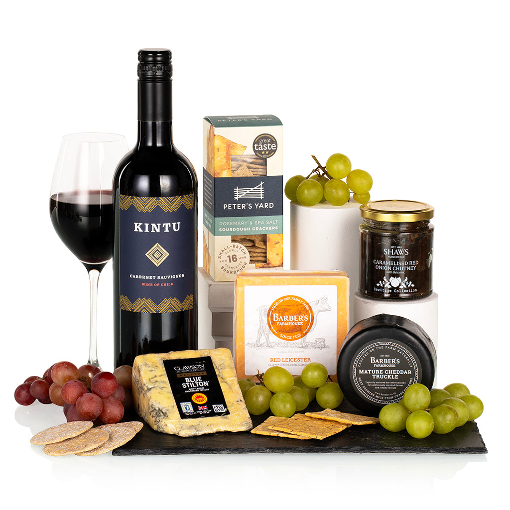Wine and Cheese on Slate Serving Tray-UK ONLY - Shipping Included