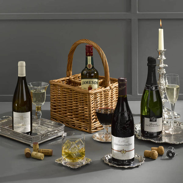 Executive Wine Collection in Wicker Carrier