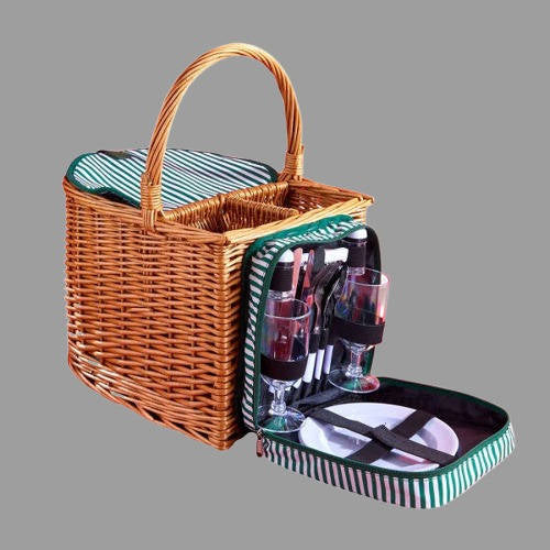 Stylish Wicker Picnic Basket for Two
