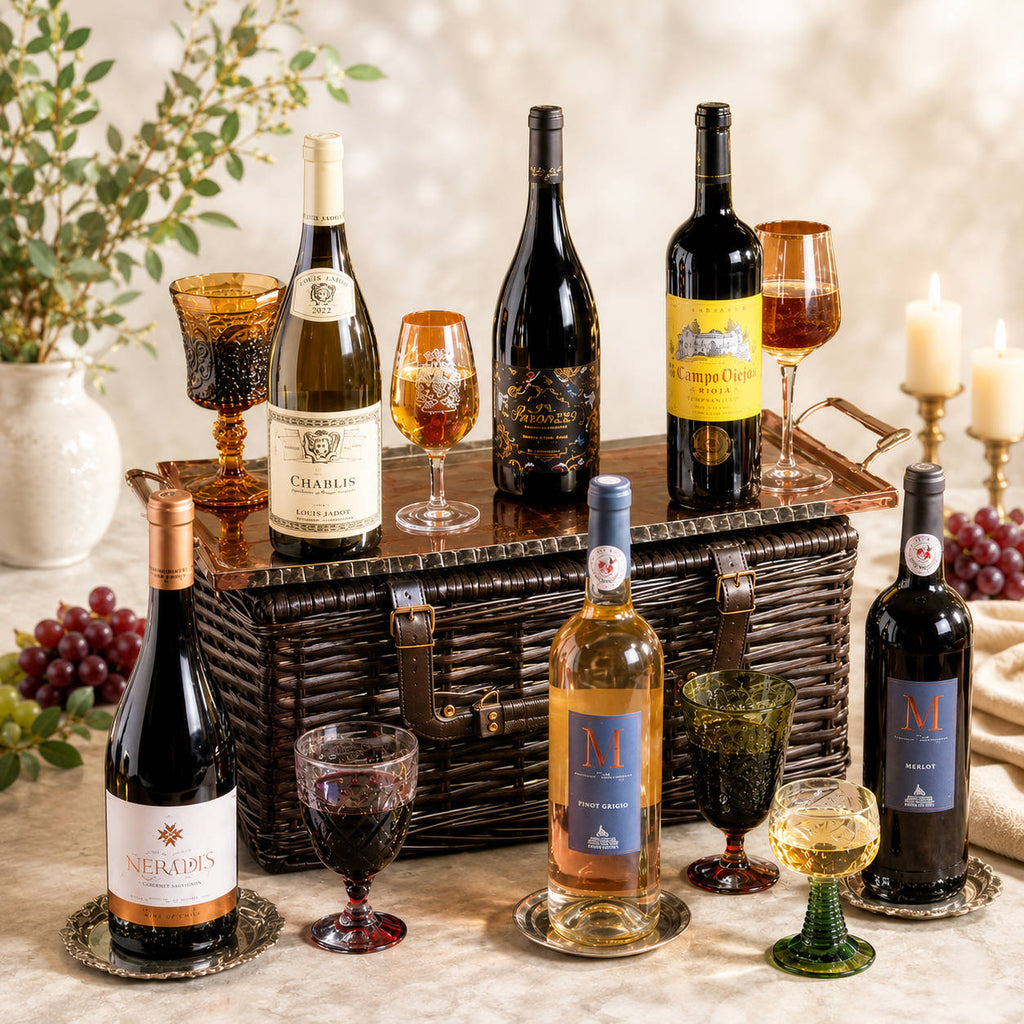 Six French Wines in Market Basket