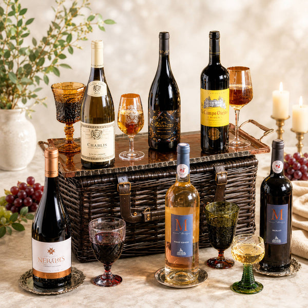 Six French Wines in Market Basket
