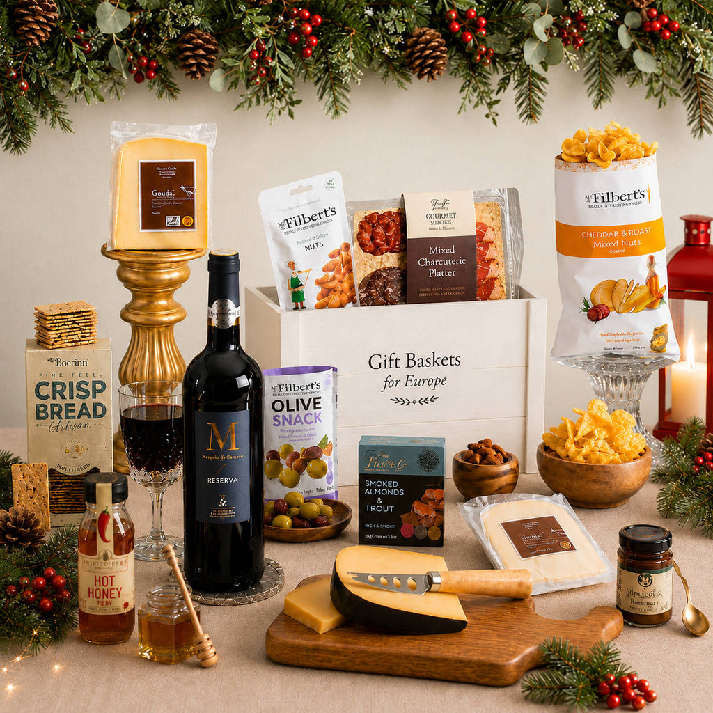 Gourmet Charcuterie & Cheese Gift Crate - with Wine 