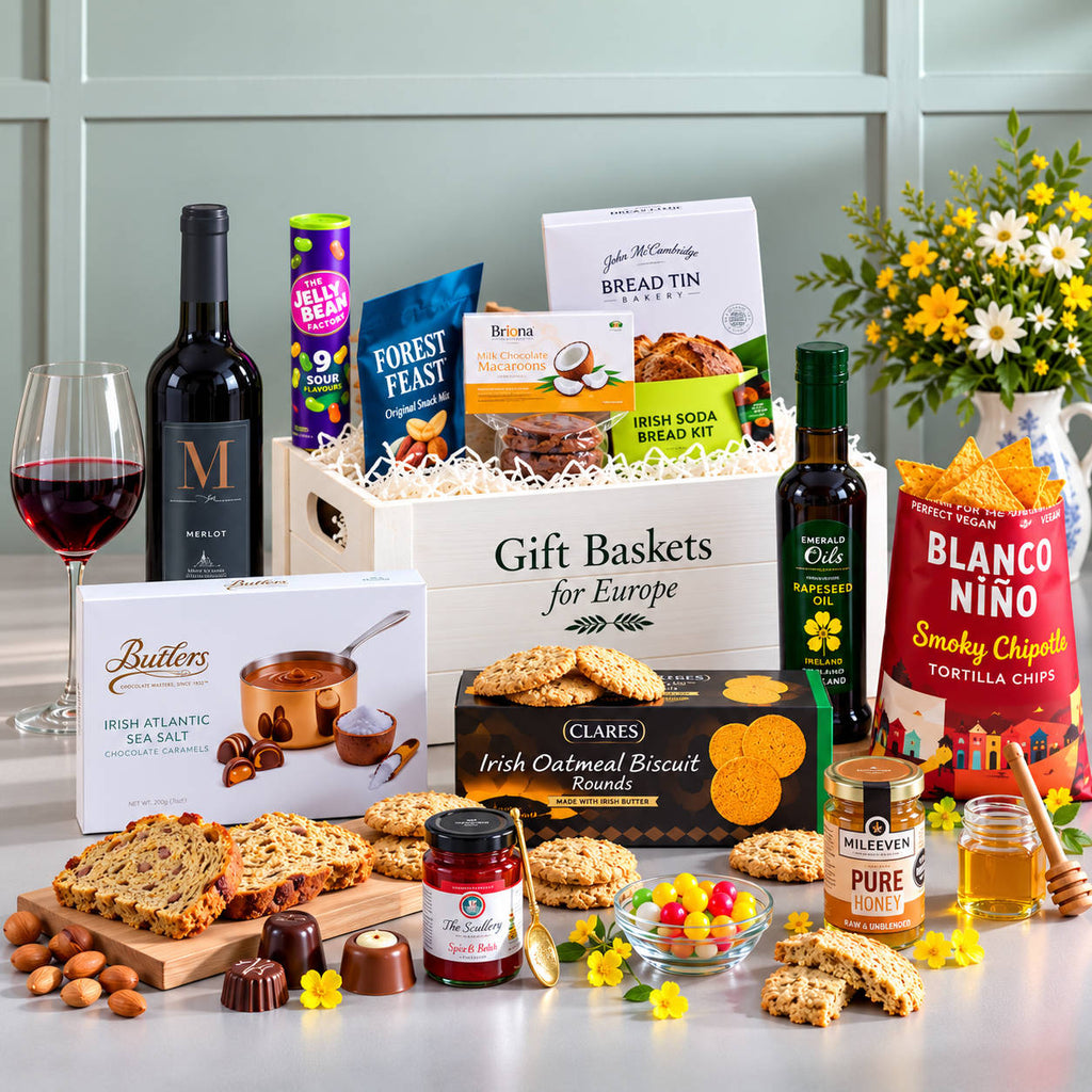 Gourmet Treats Gift Crate with Merlot